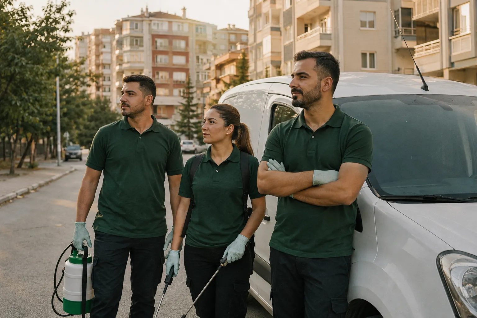 Zenvora İlaçlama saha ekibi servis aracının önünde, Ankara